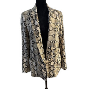 Zara Snake Print Open Front Blazer — Longline, Collarless, Statement Piece